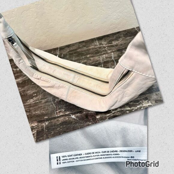 NWT Gorgeous RARE Free People GOAT Leather Idle Hands cream Sling Hobo Bag - Picture 9 of 16